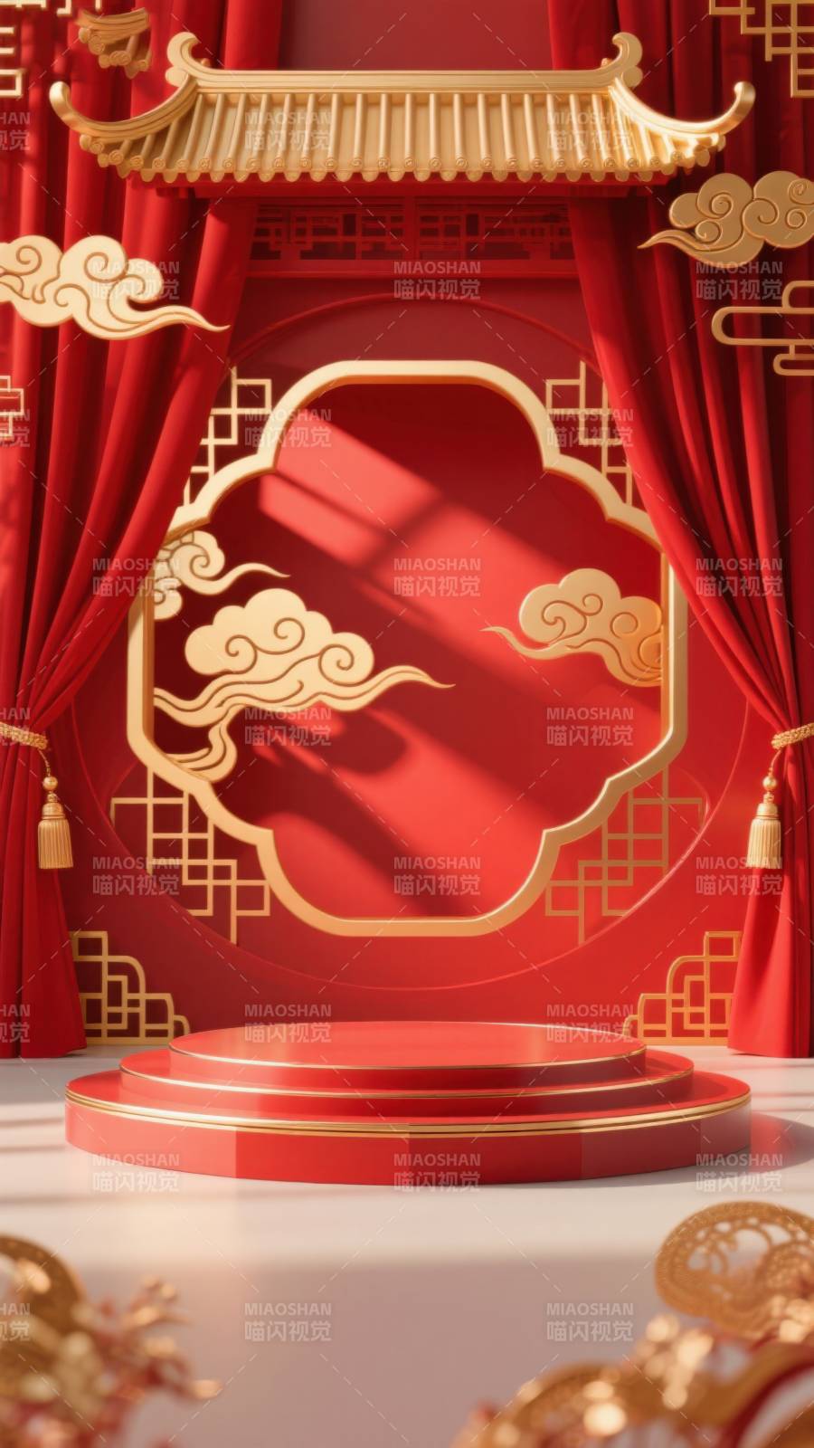 中国风红色背景舞台设计图片