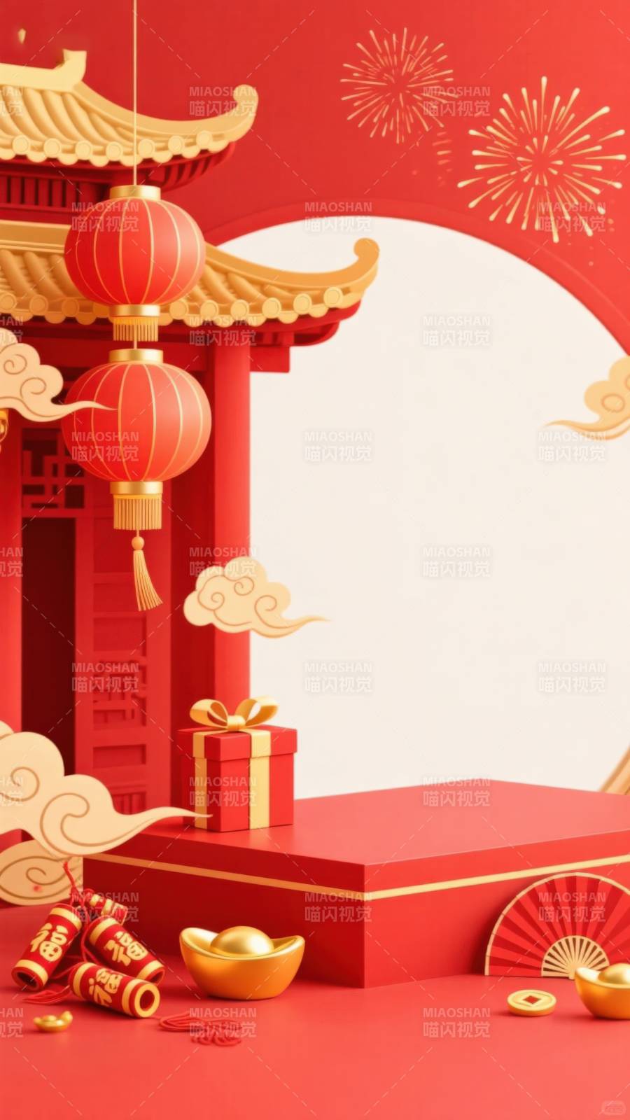 新年春节红色喜庆背景图片