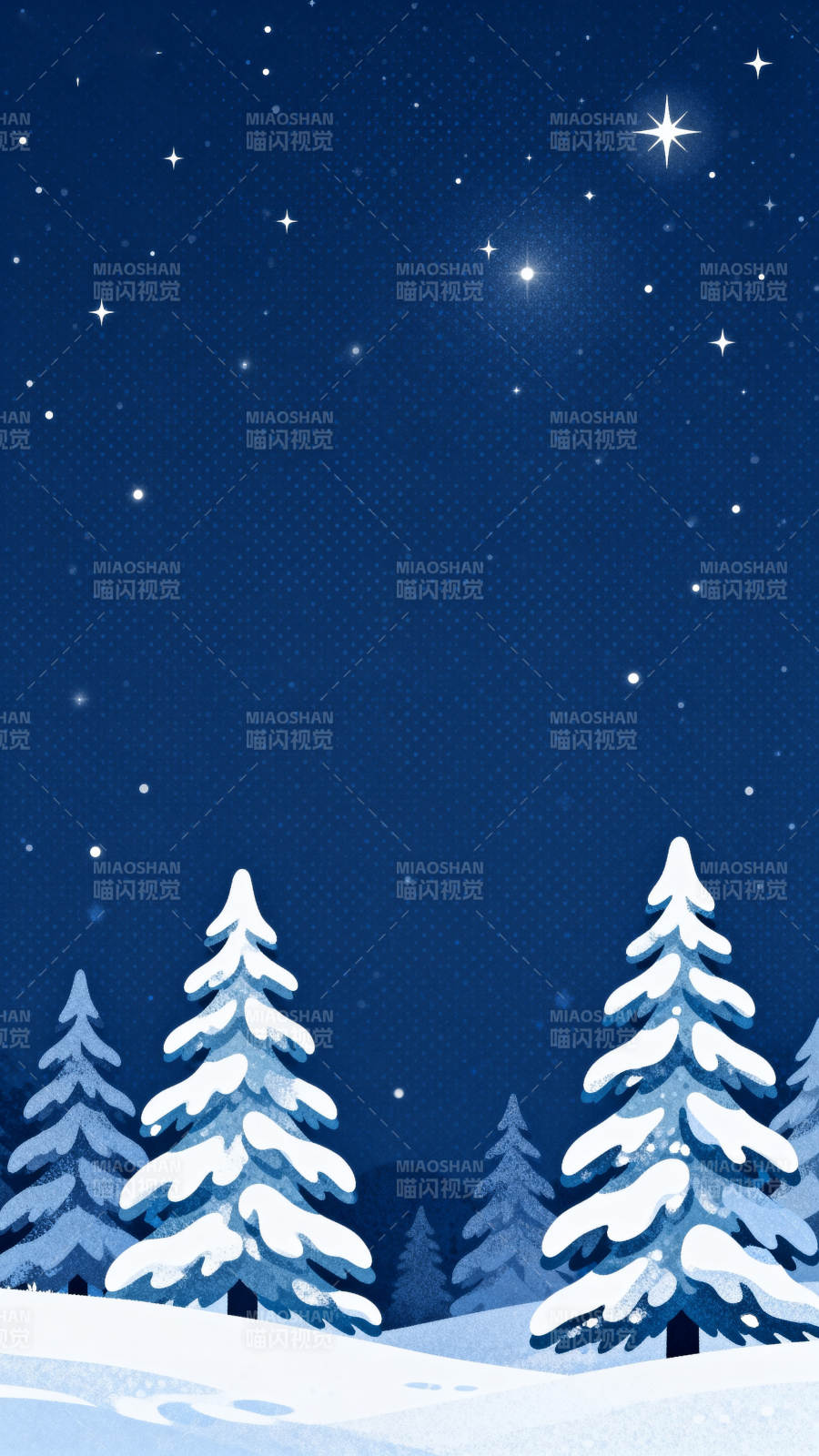 冬夜雪松星空美景图片