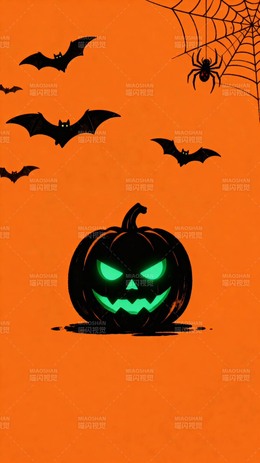 万圣节南瓜灯与蝙蝠图片