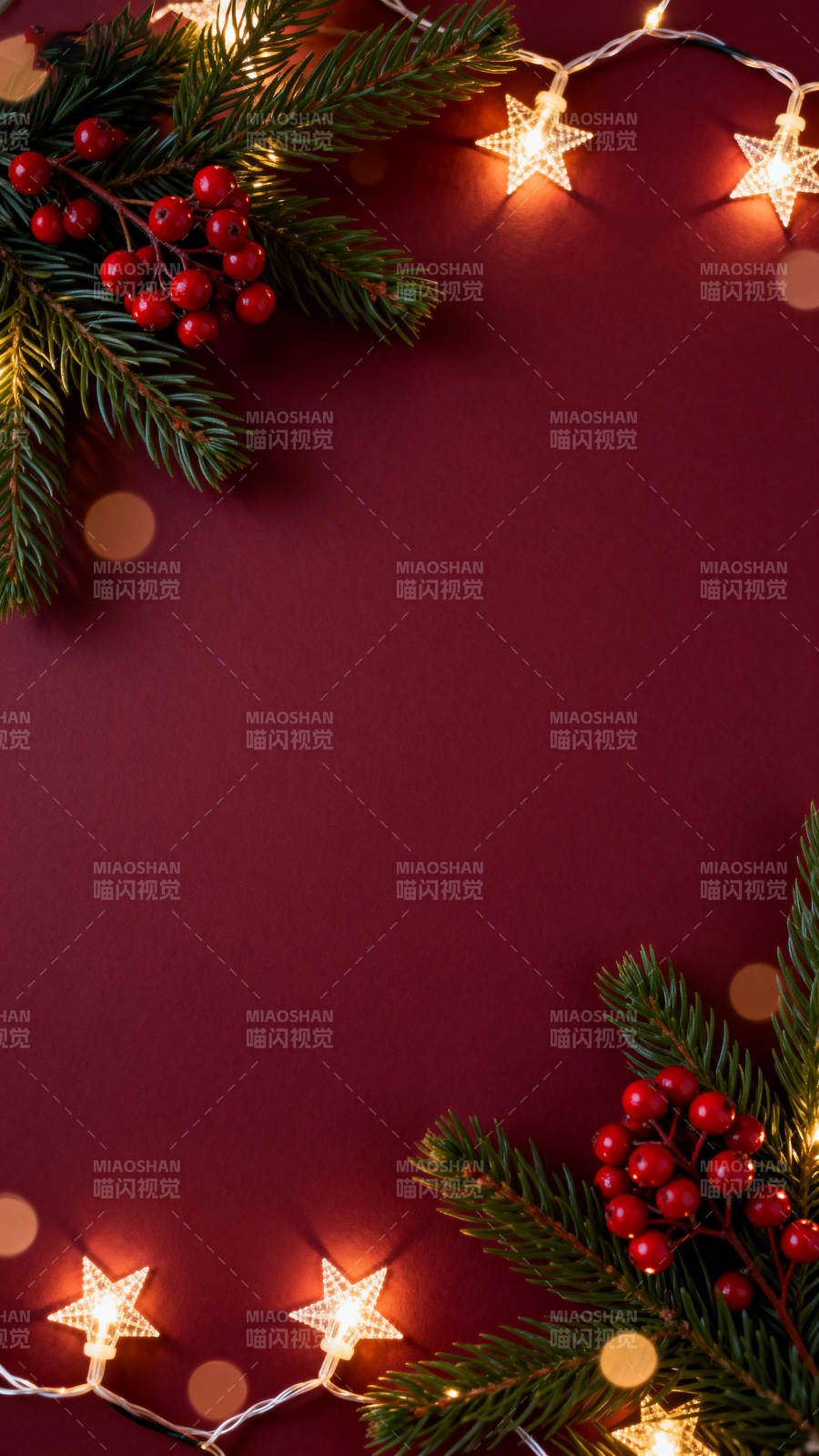 圣诞装饰红底星光图片