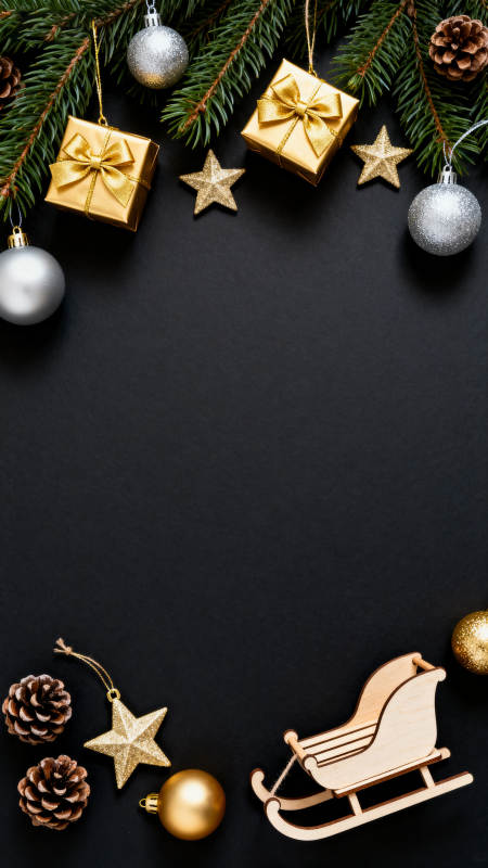 圣诞节装饰黑底氛围图片