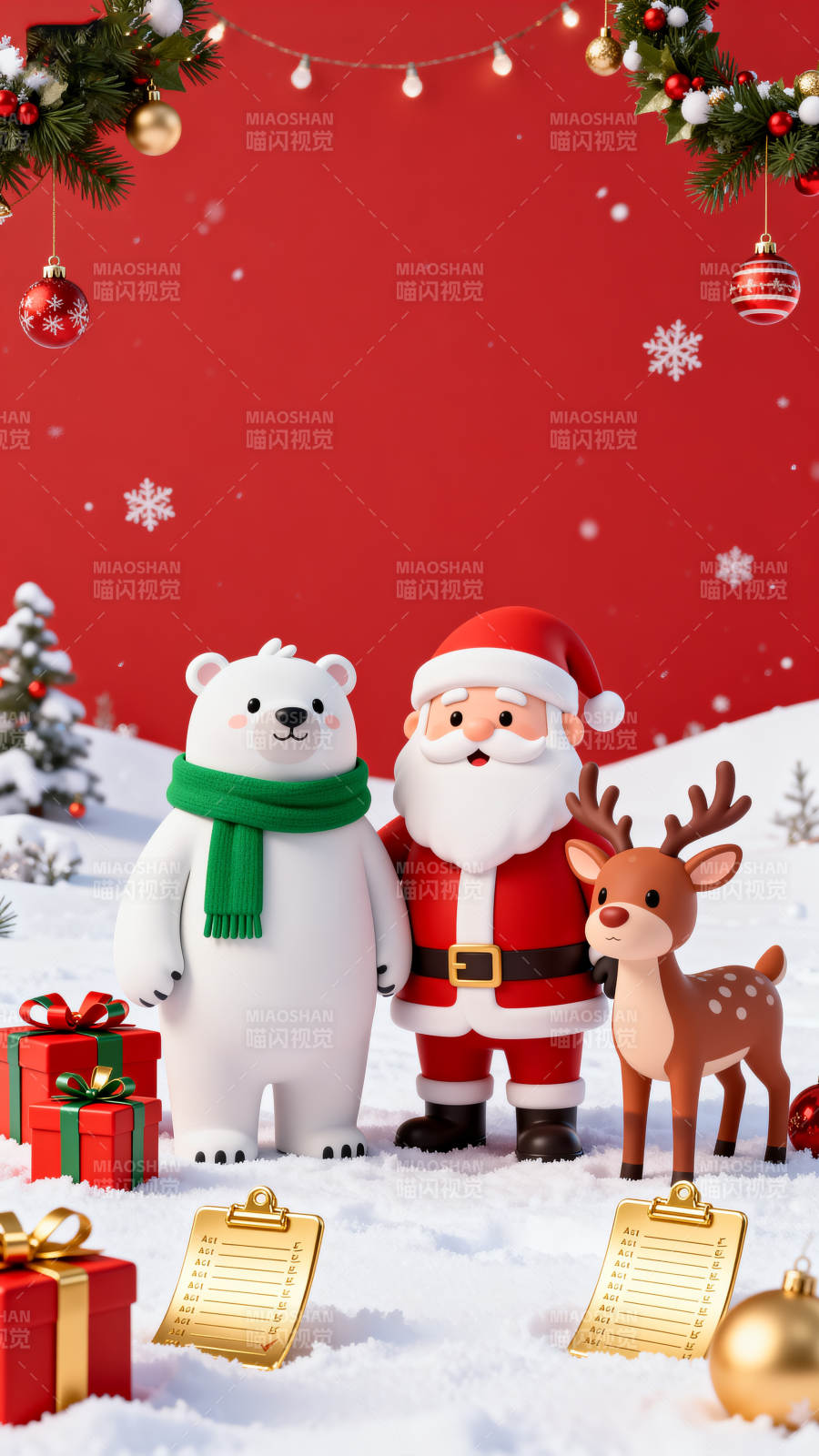 圣诞老人与北极熊的欢乐时光图片