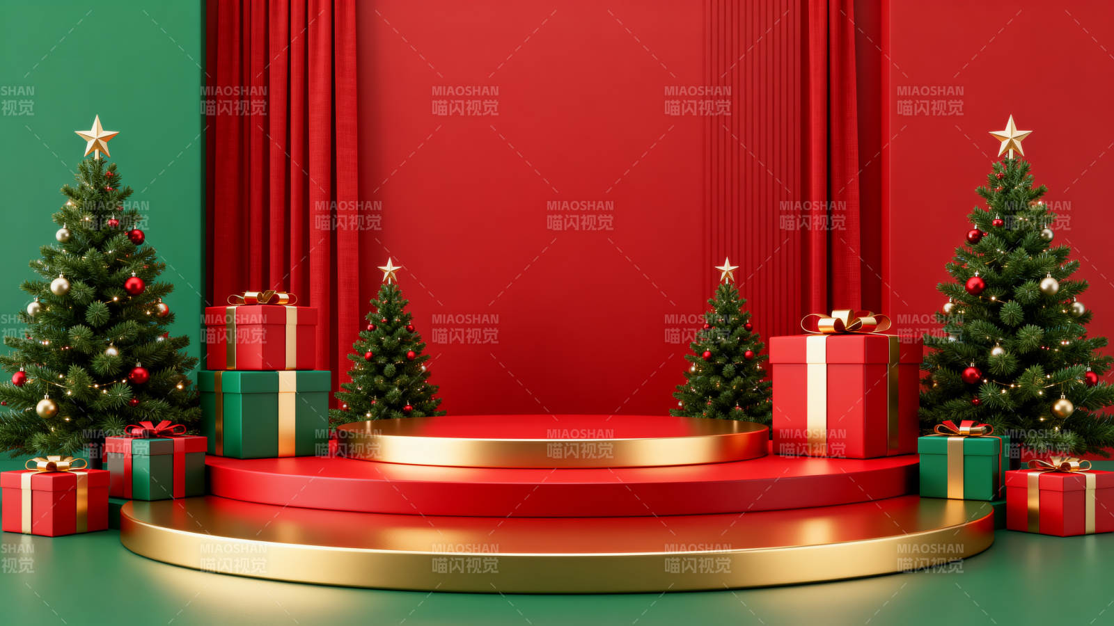 圣诞节舞台装饰与礼物图片