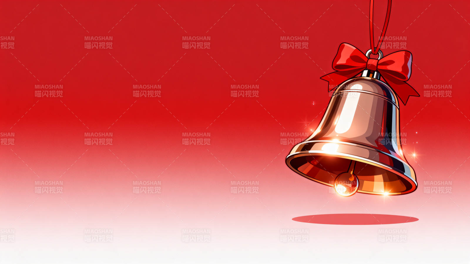 红色背景下的节日铃铛图片