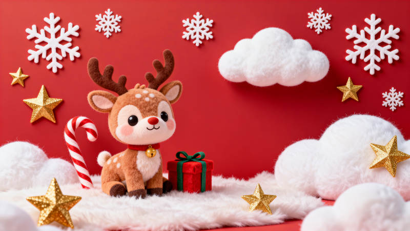 圣诞驯鹿礼物节日场景图片