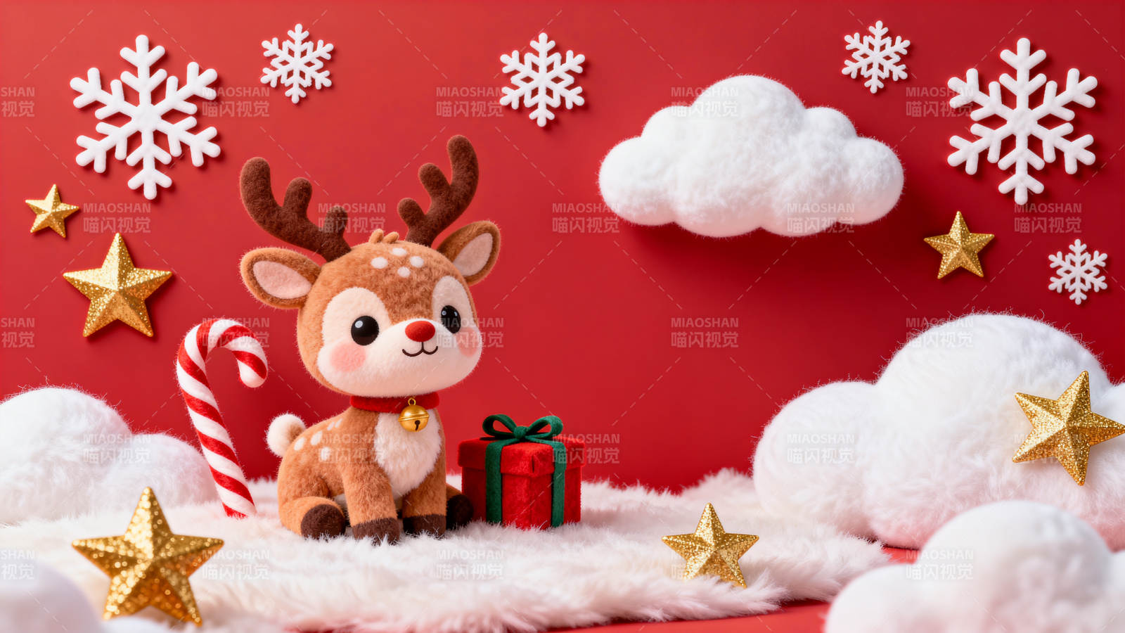 圣诞驯鹿礼物节日场景图片