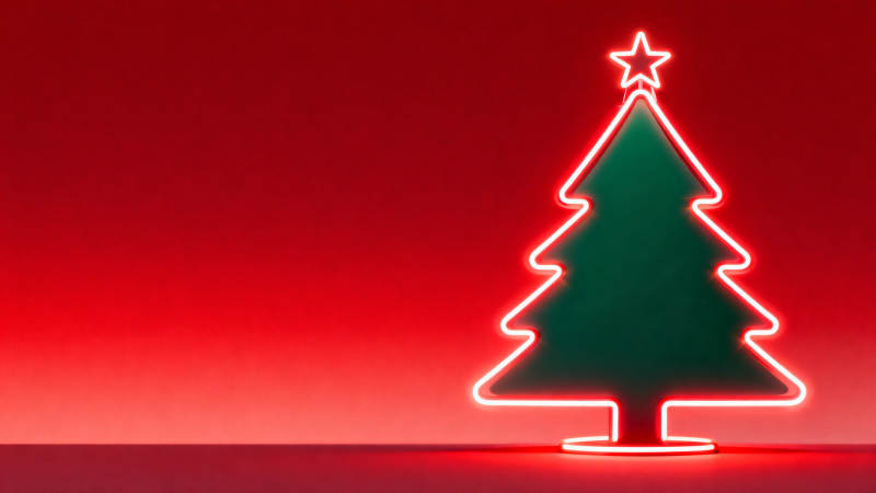 霓虹圣诞树节日氛围图片