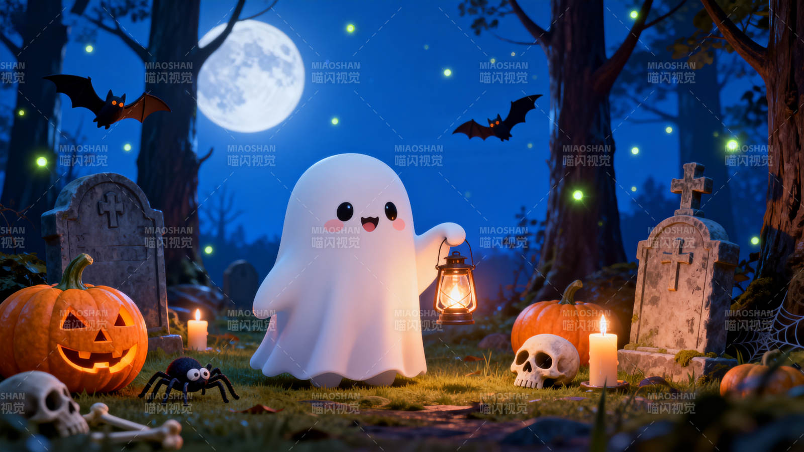 可爱幽灵的万圣节之夜图片