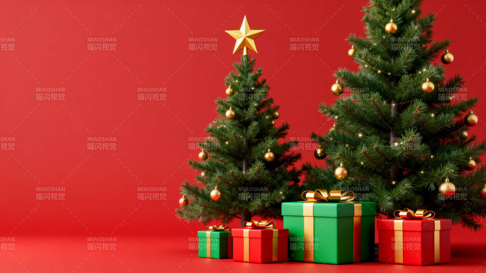 圣诞树与礼物的节日装饰图片