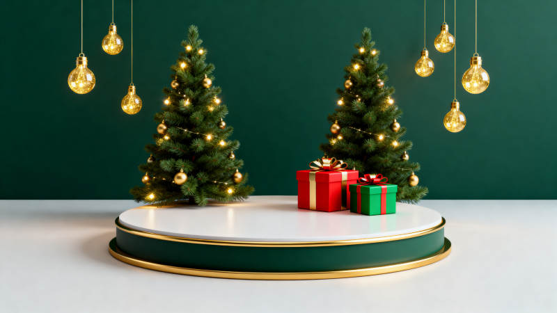 圣诞节日装饰与礼物展示图片