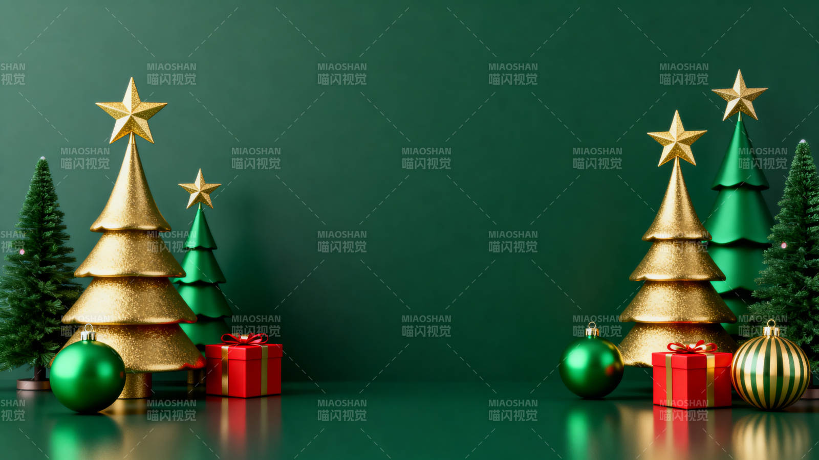 圣诞节日装饰绿色背景图片