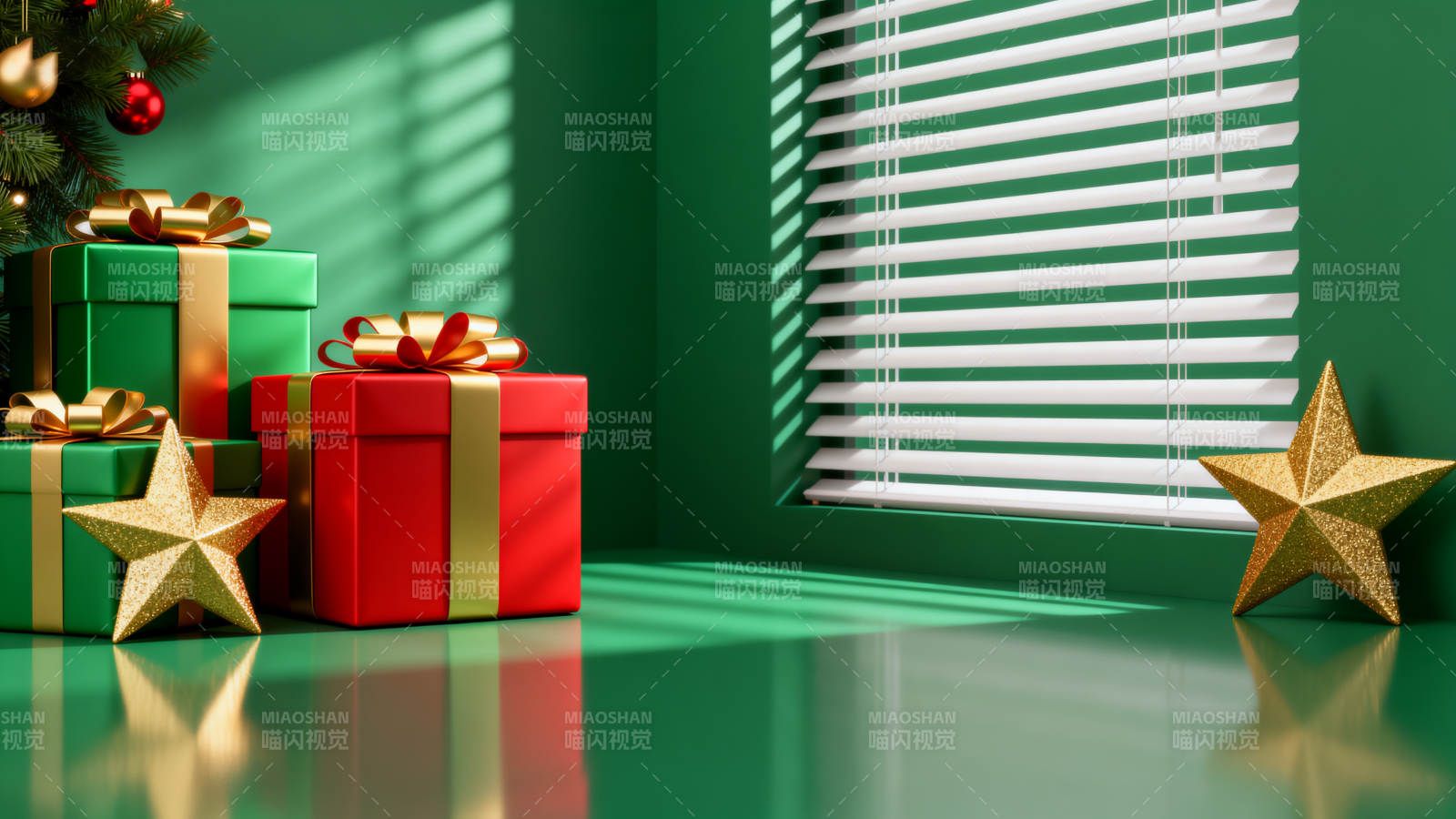 绿色背景下的节日礼物图片