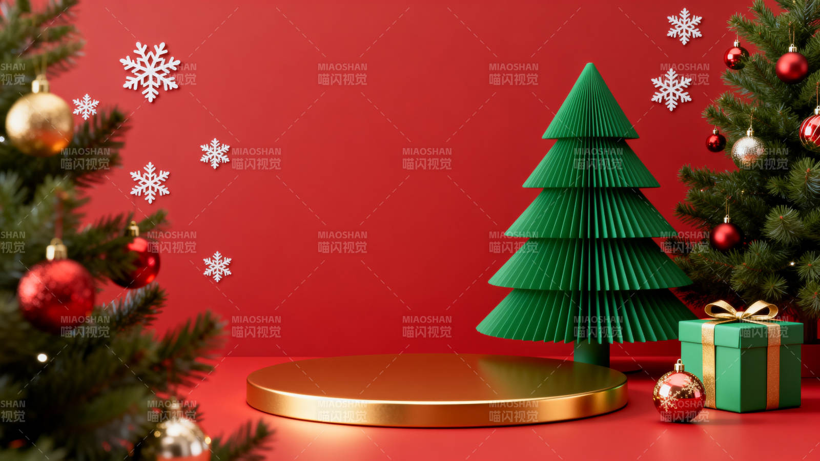 圣诞节红色背景装饰场景图片