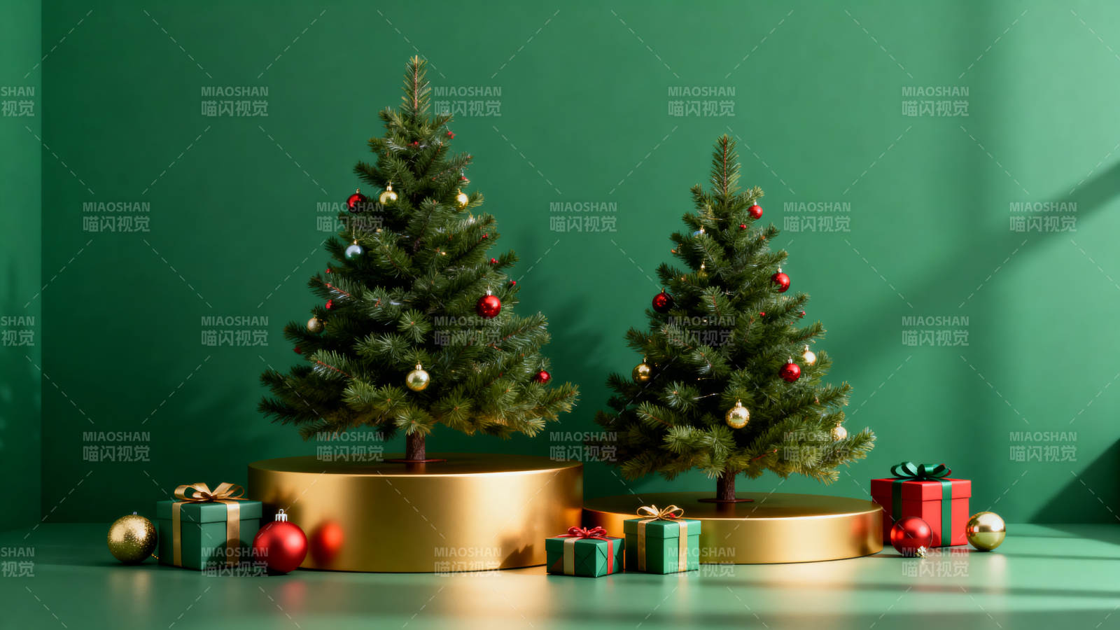 圣诞树与礼物的节日装饰图片