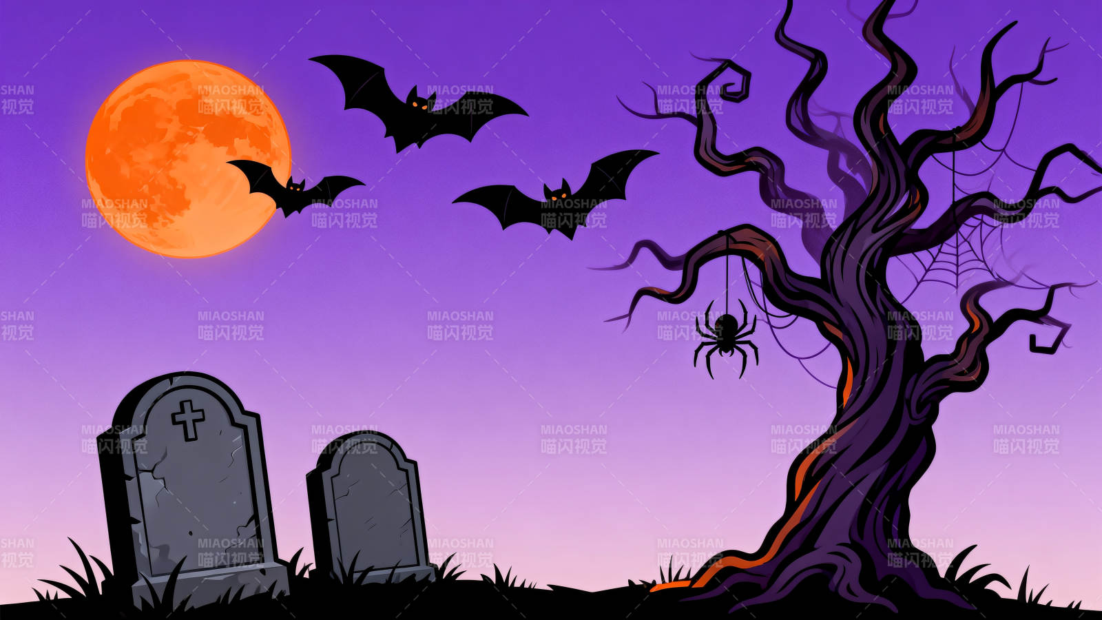 万圣节夜晚墓地场景图片