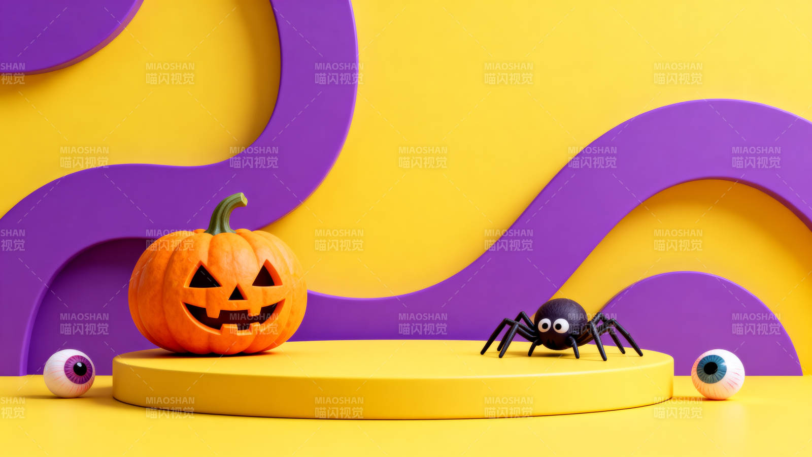 万圣节南瓜与蜘蛛装饰图片