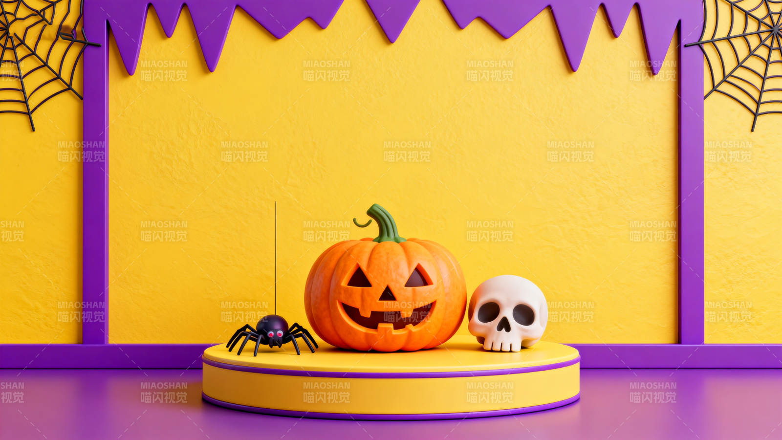 万圣节南瓜骷髅蜘蛛装饰图片