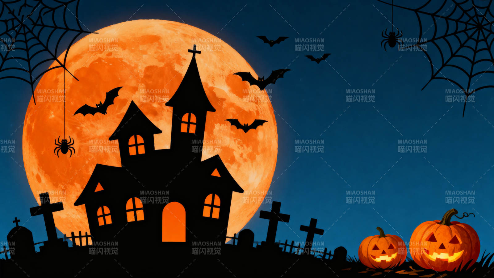 万圣节南瓜灯与鬼屋图片