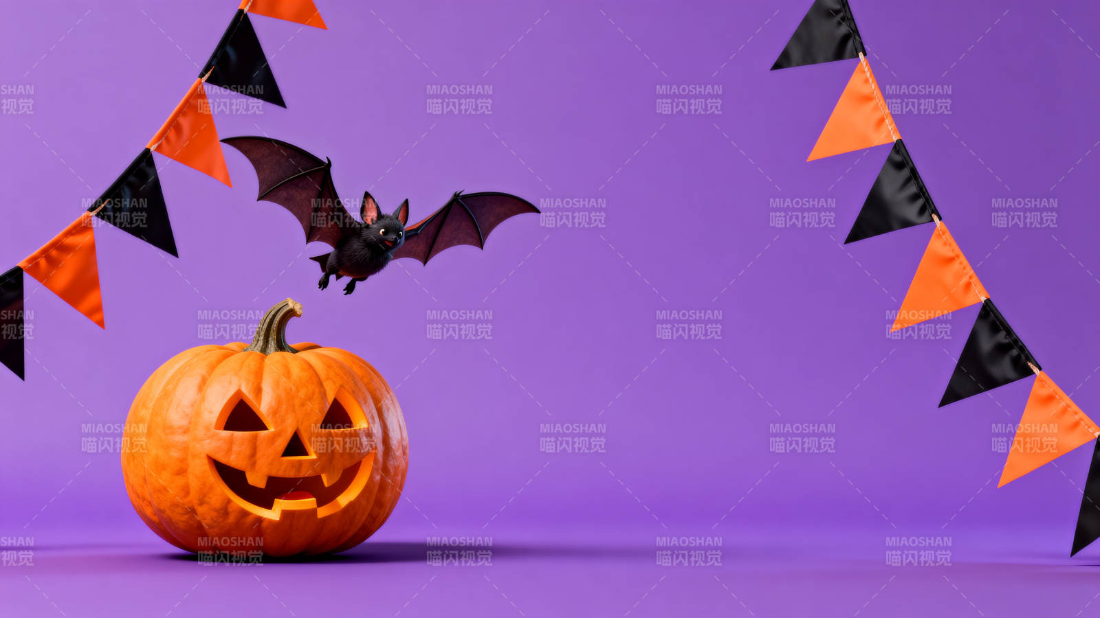万圣节南瓜与蝙蝠装饰图片