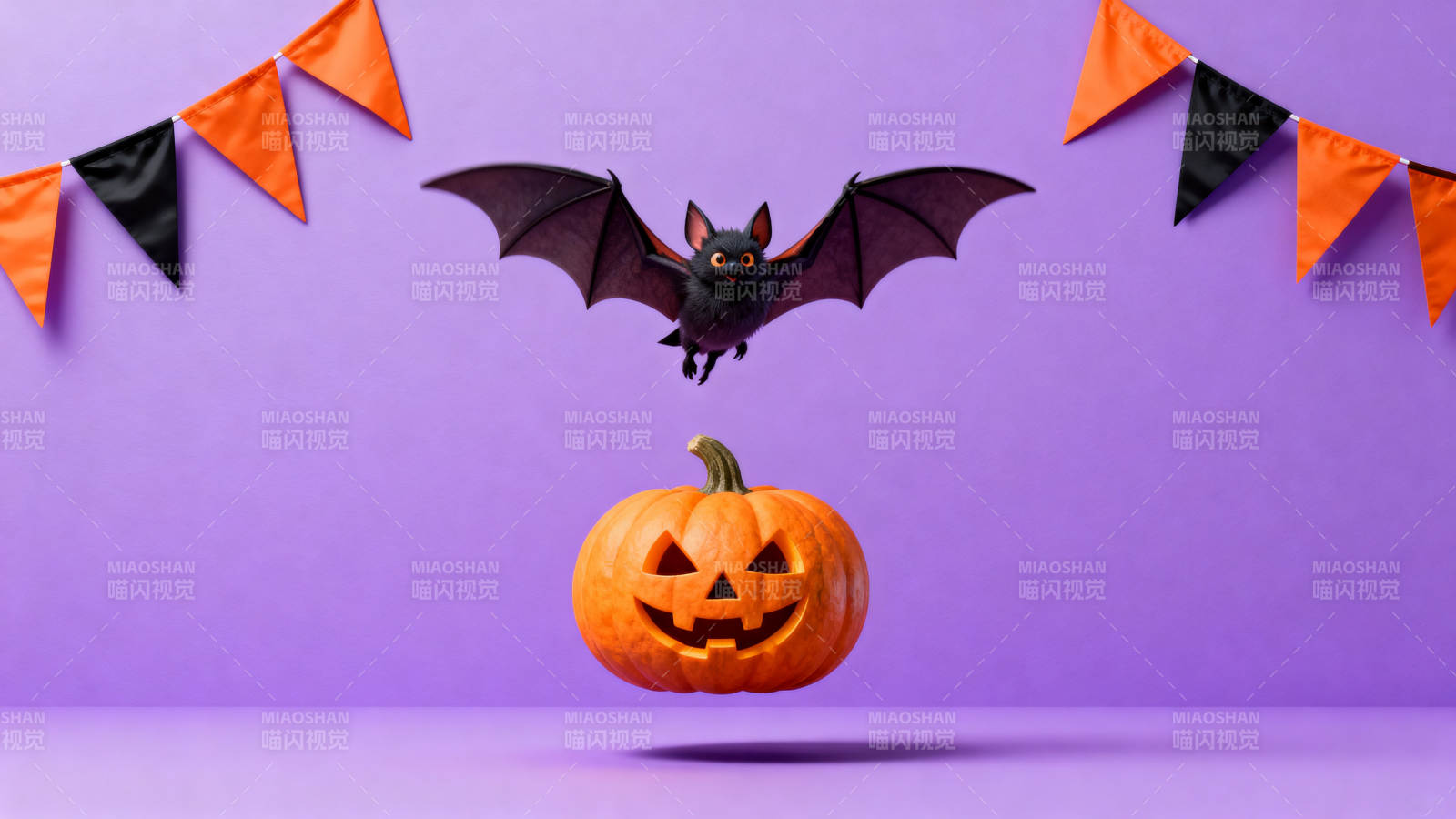 万圣节南瓜与蝙蝠装饰图片