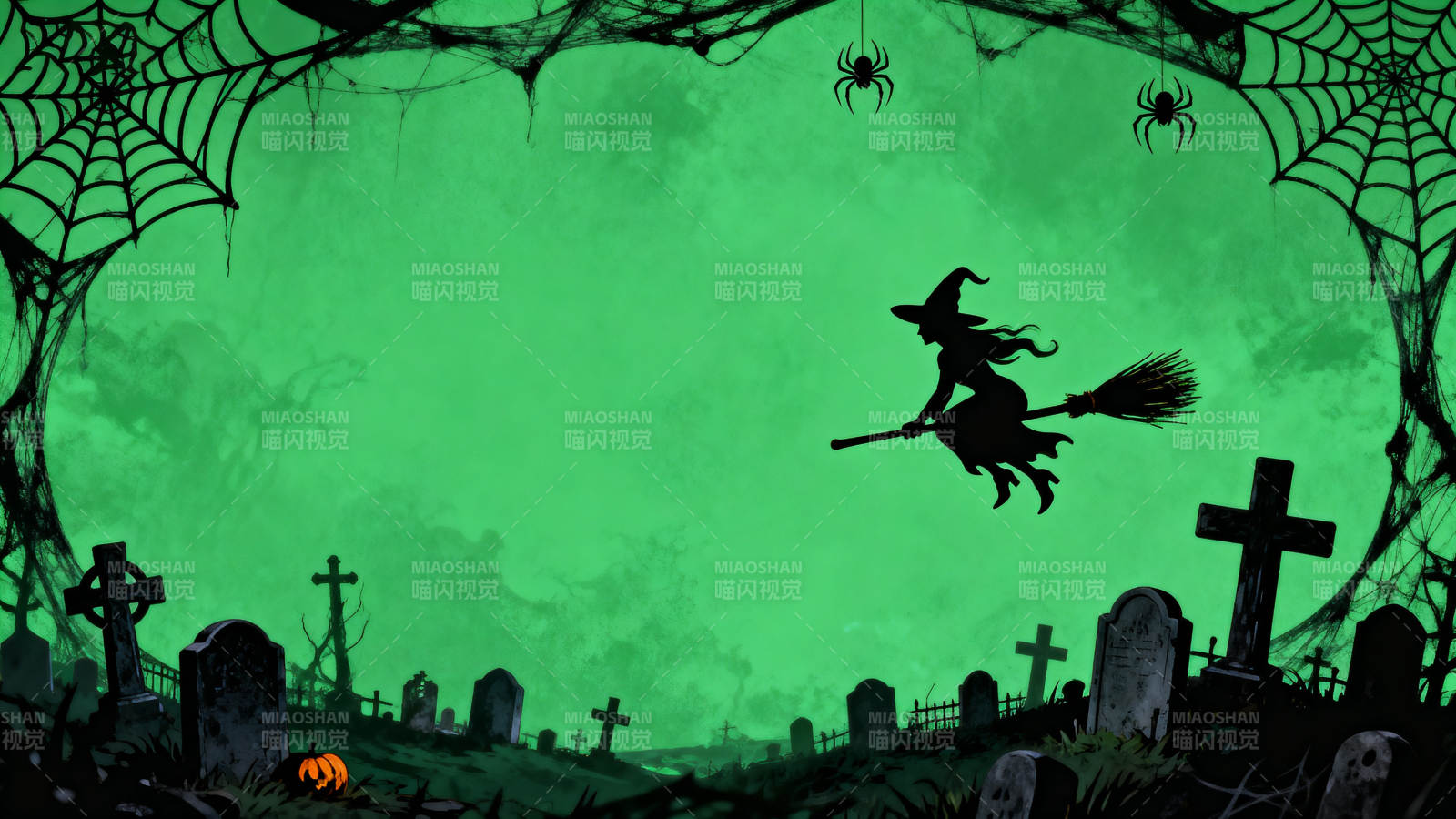 万圣节女巫飞越墓地图片