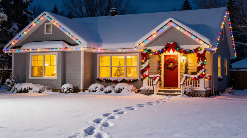 冬日圣诞节日房屋装饰图片