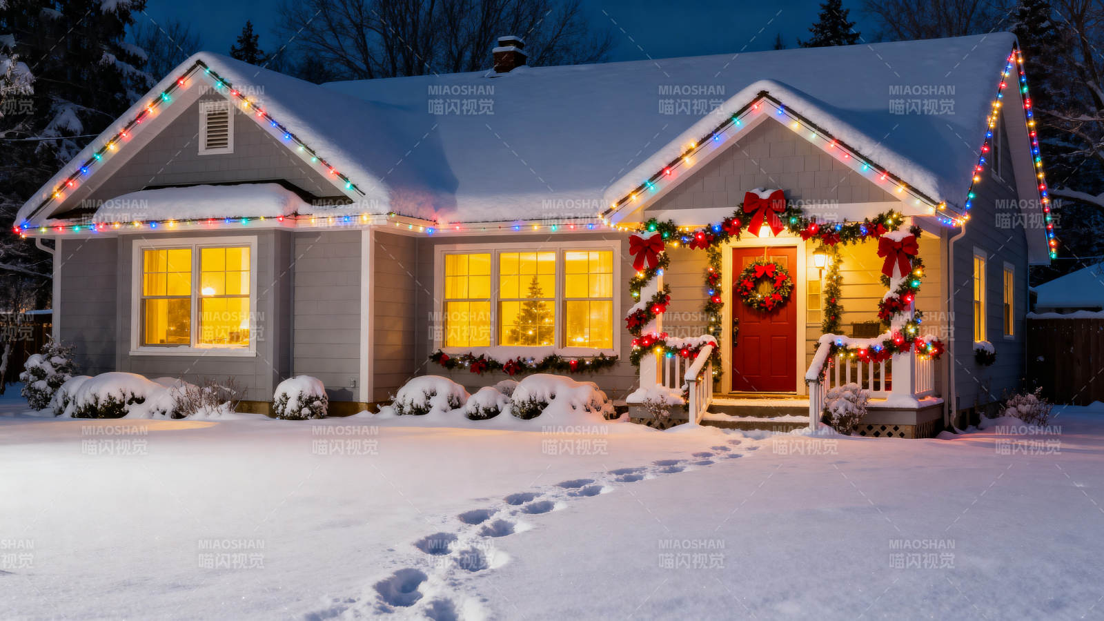 冬日圣诞节日房屋装饰图片