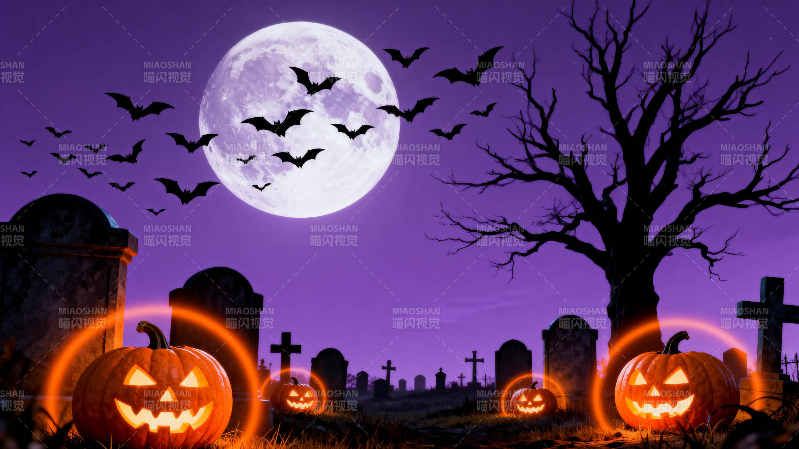 万圣节墓地南瓜灯图片