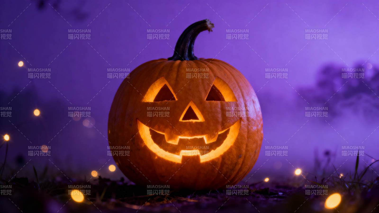 万圣节南瓜灯神秘夜景图片