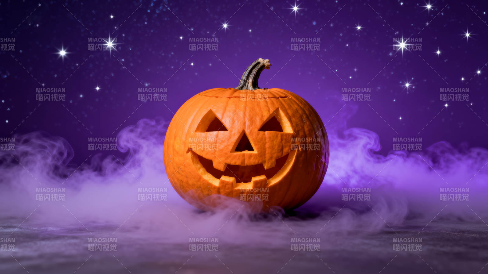 万圣节南瓜灯紫色背景图片