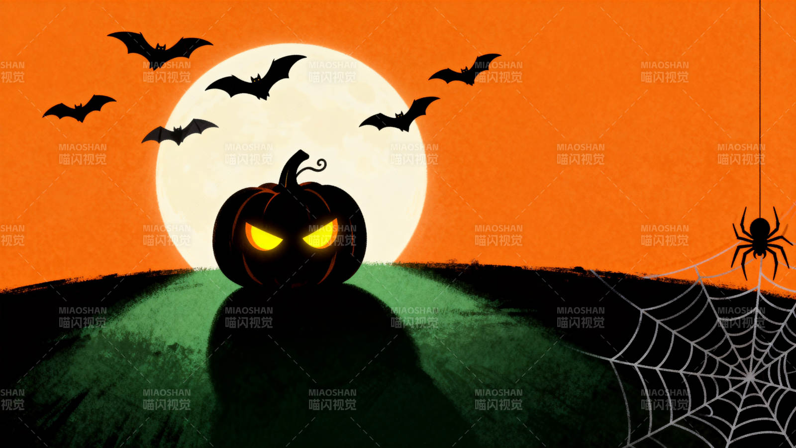 万圣节南瓜与满月图片