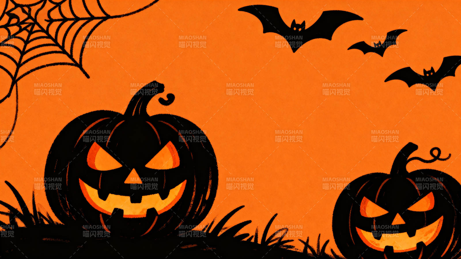 万圣节南瓜灯与蝙蝠图片