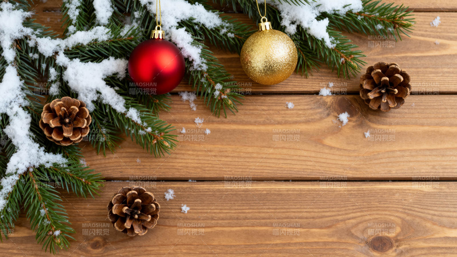 圣诞装饰雪景木板图片