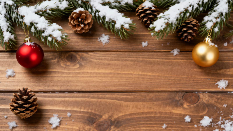 圣诞节装饰雪景木板图片