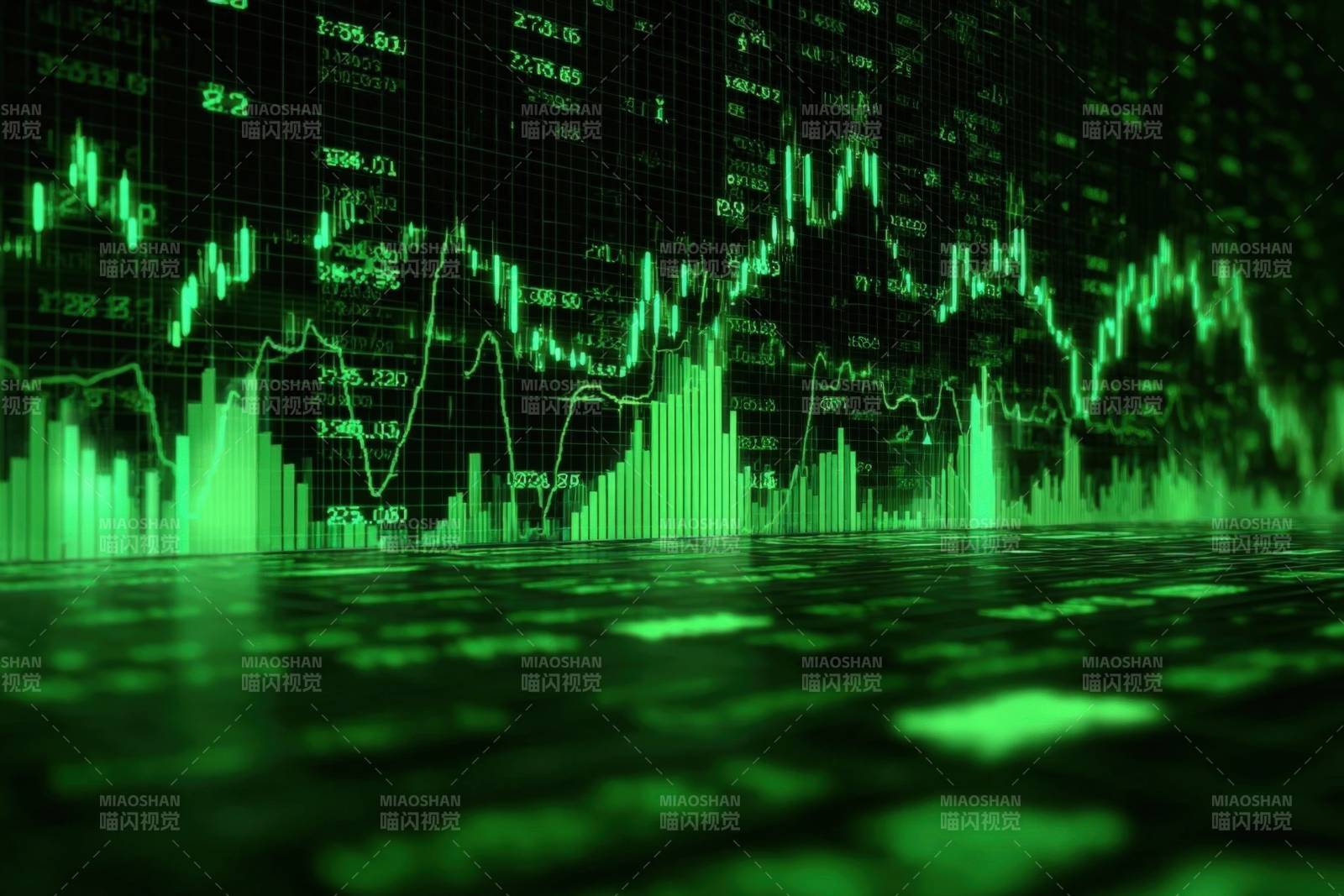 绿色股市数据图表背景图片