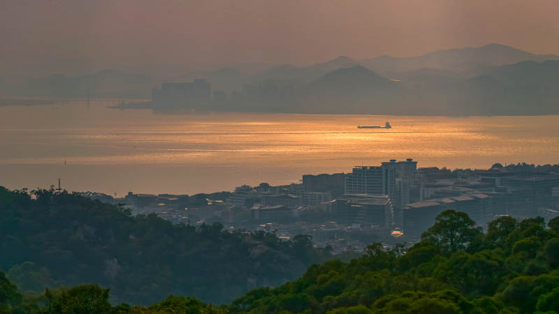 厦门黄昏海港城景图片