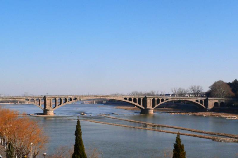 桥影河光 秋色宜人～伊水图片