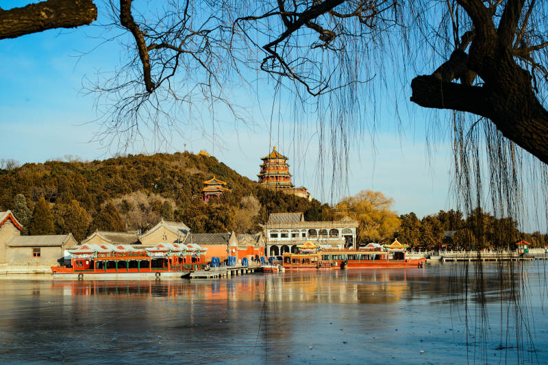 颐和园湖景图片