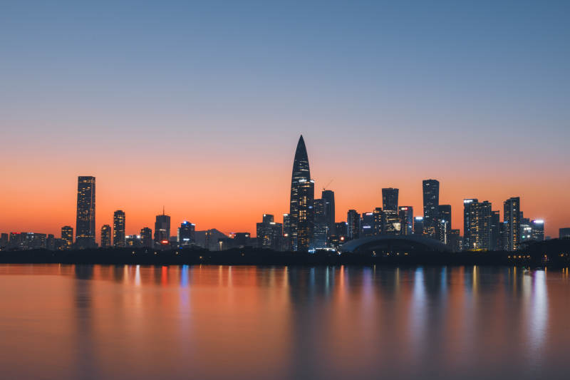 深圳湾晚霞图片