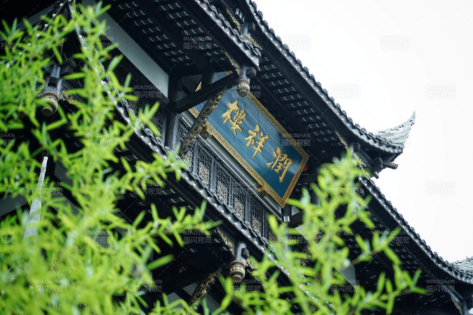 成都古刹掩映绿意中图片