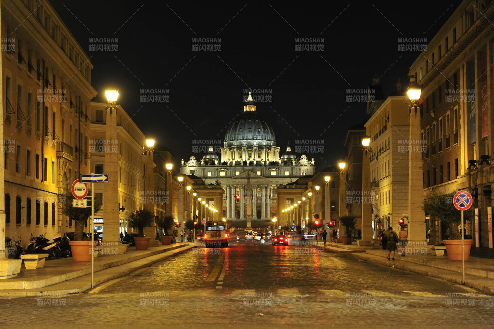 夜幕下的圣彼得大教堂图片