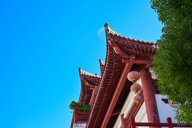 深圳文博宫古建筑屋檐特写图片