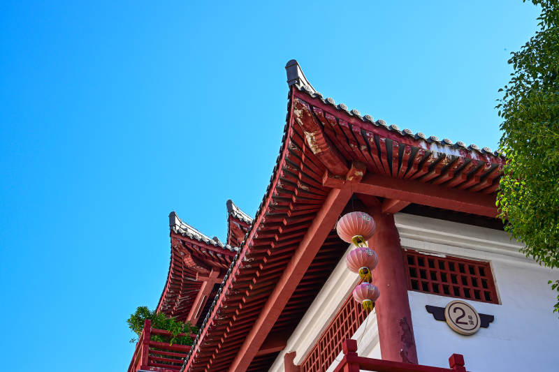 深圳文博宫古建筑屋檐特写图片