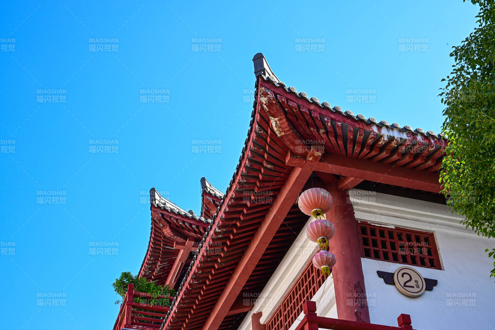 深圳文博宫古建筑屋檐特写图片