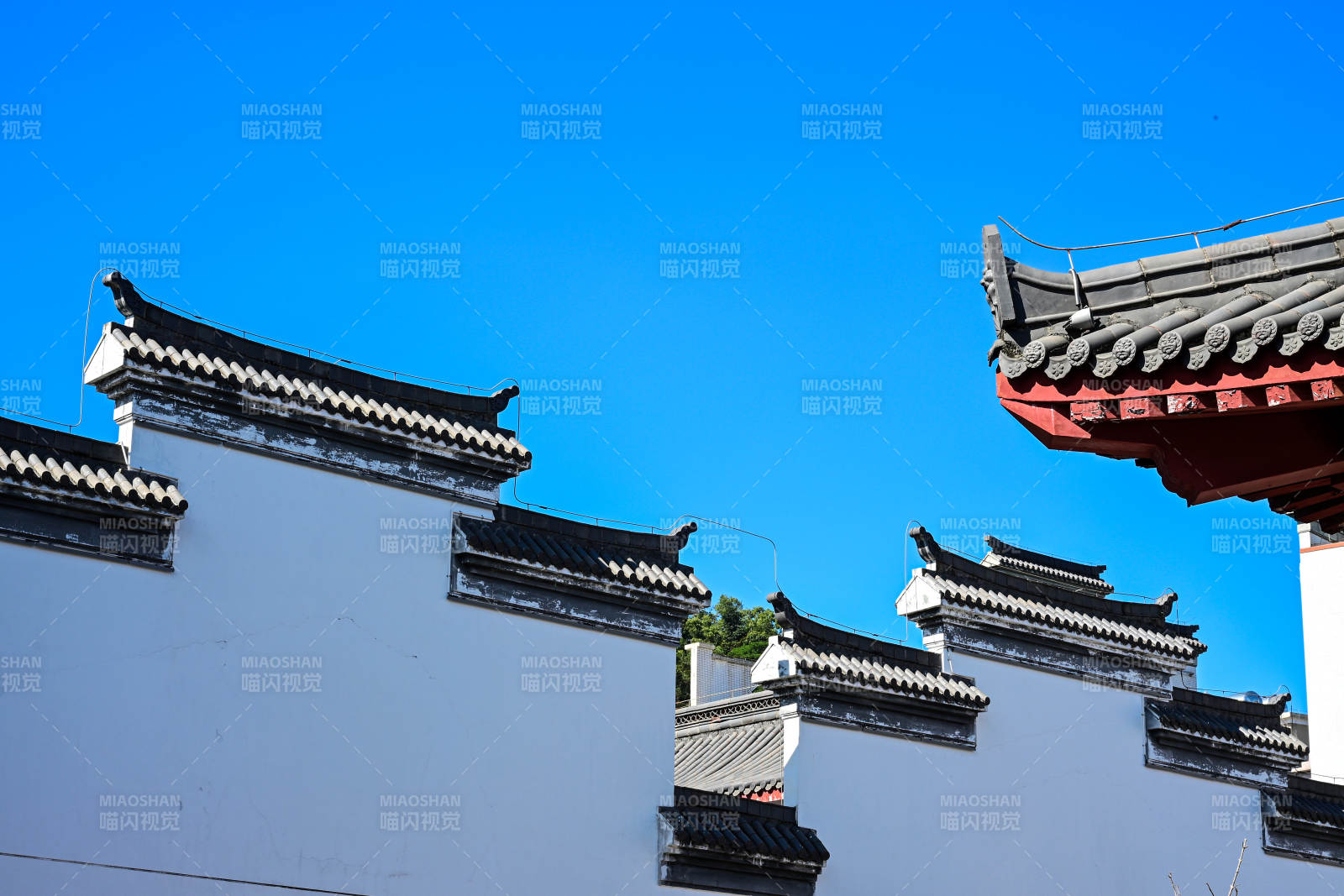 深圳文博宫古建筑景观马头墙特写图片