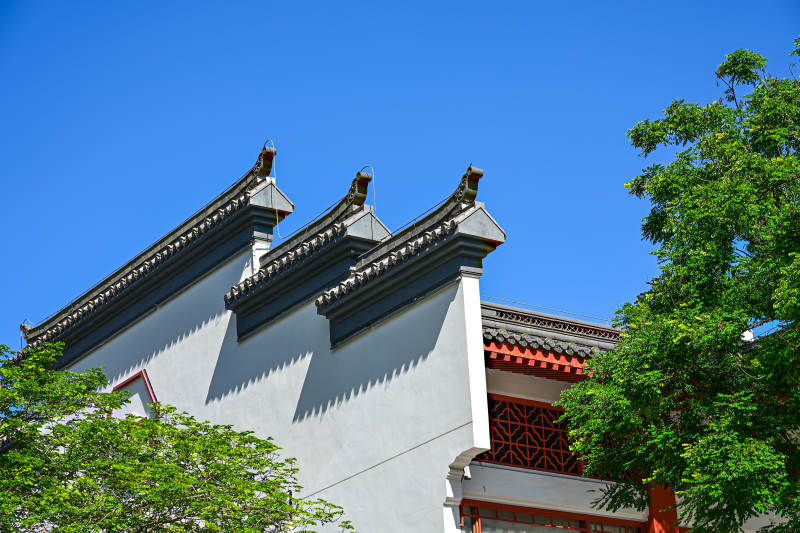 深圳文博宫古建筑景观飞檐特写图片