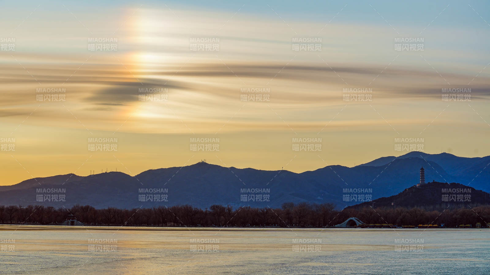 颐和园湖光山色夕阳美图片