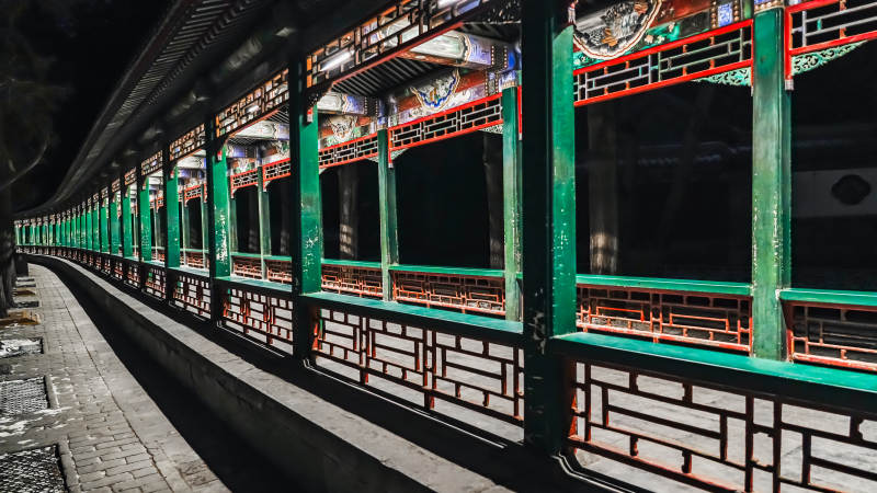 颐和园古色古香长廊图片