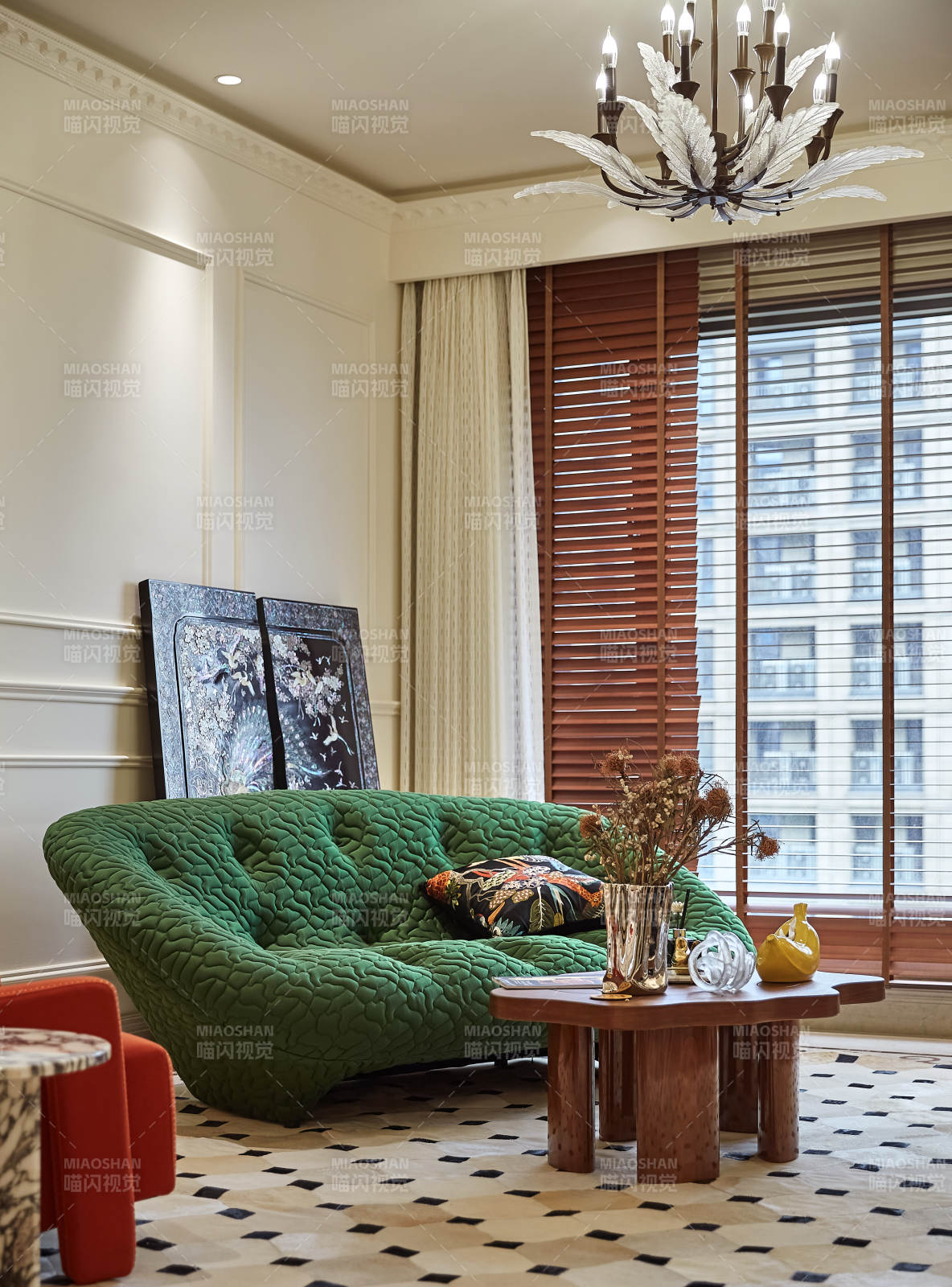 绿沙发客厅设计图片